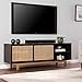 Unknown1 Transitional Brown Wood Media Stand Gold Natural Rattan Finish Adjustable Shelving Includes Hardware,White,2XL