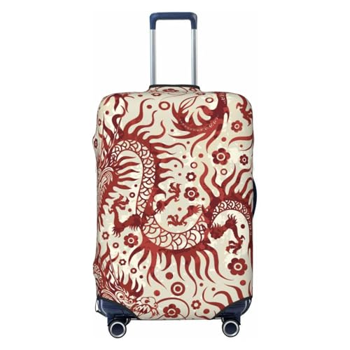 Dragons Print Luggage Cover For Suitcase,Washable Elastic Travel Suitcase Protector With Zipper Closure And Bottom Buckle – Fits 18-32