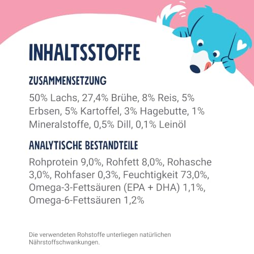 Pets Deli Classic Nassfutter für Hunde mit Lachs, 6x190g