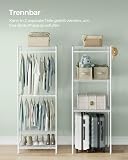 SONGMICS Armario de Ropa, Armario de Metal con Estantes Ajustables, Barras para Colgar y Ganchos, Duradero, Perchero Separable, Blanco Nube LGR431W01 - 11