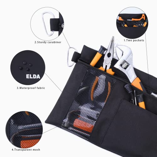 Elda Zipper Tool Pouches Water Resistant Utility Tools Organizer Tool Bags Heavy Duty With Carabiner Multi-Purpose Storage Pouch On Tote Bag, 5 Pack #TOP1