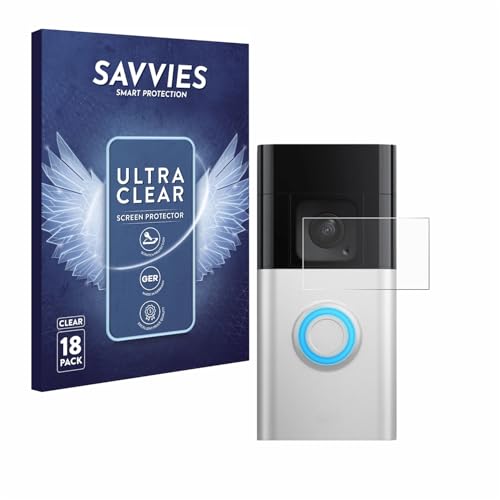 savvies 18 Pack Screen Protector compatible with Ring Battery Video Doorbell Pro Protection Film Clear