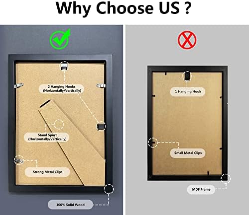Zemiu Wooden Picture Frames,A4 Photo Frame(29.7x 21cm,12x8) with Perspex Front & Wall Hanging Hooks,for Wall/Desk Pictures,Wall Decor Display-Black