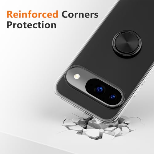 Coque silicone Google Pixel 9 transparente shockproof cover avec support noir