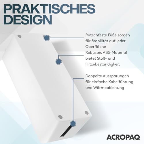 ACROPAQ Kabelbox 3 in 1 Set Weiß, Kabel Organizer zum Kabel verstecken, Schreibtisch Organizer - Kabelmanagementbox für Ordnung im Büro und Home Office