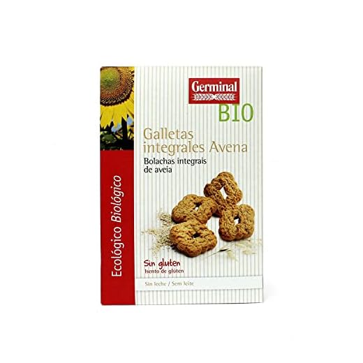 Germinal - Galletas integrales sin gluten de avena, Paquete 250g, sin gluten, sin leche, ecológico, bio