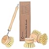 Bamboo Dish Brush with Handle – Soft Bristle, Eco-Friendly Vegetable Brush, Compostable & Sustainable, Bamboo Dish Scrubber for Cleaning Kitchen Utensils