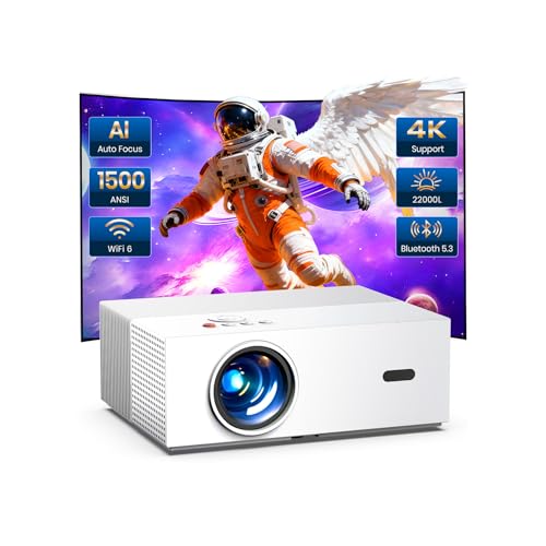 Image of [Auto Focus & High Brightness] Outdoor Projector with WiFi and Bluetooth, Native 1080P Movie Projector, 4K Support, 22000L Auto Keystone & 50% Zoom, Projector Compatible with iOS/Android (sliver)