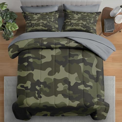 Pamnest Comforter Set Full Size, Army Camouflage Camo 7 Pcs