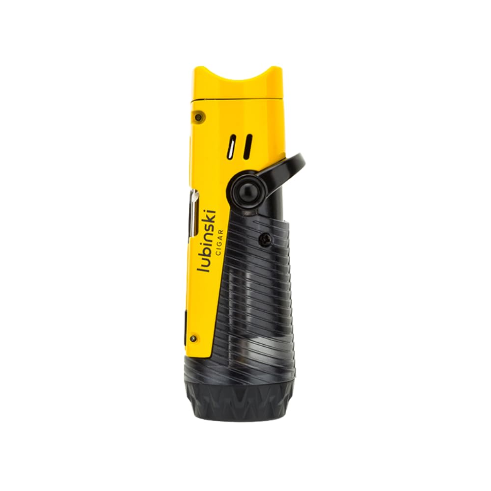 Lubinski Powerfull Jet Flame Torch Lighter With Puncher and Holder Metal Body Refillable Yellow