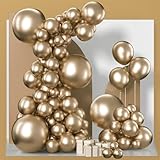 PartyWoo Metallic Gold Balloons 152pcs Different Sizes of 18 12 10 5 Inch Chrome Gold Balloon Arch Kit Garland for Birthday Graduation Baby Shower Wedding Bachelorette Party Decorations Gold-G127