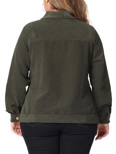 Agnes Orinda Plus Size Corduroy Shirt for Women Oversize Button Down Long Sleeve Loose Shacket Jacket Outwear4