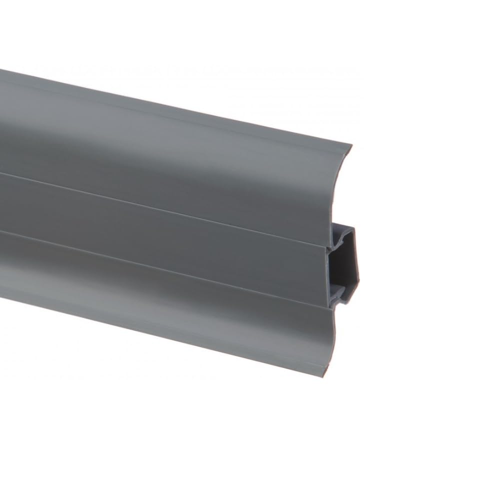 Plastic Skirting Board - Premium 2.2m PVC Skirting Board with Wire Cover Design - Grey Matt M088 — image 1