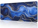 Alfombrilla Ratón Azul Marino, Mousepad XXL Gaming 600x300x3mm - Base Goma Anti-Deslizante, Superficie Suave para Máxima Precisión, Impermeable Duradera, Extra Grande para Casa Trabajo (Mármol) M1-635