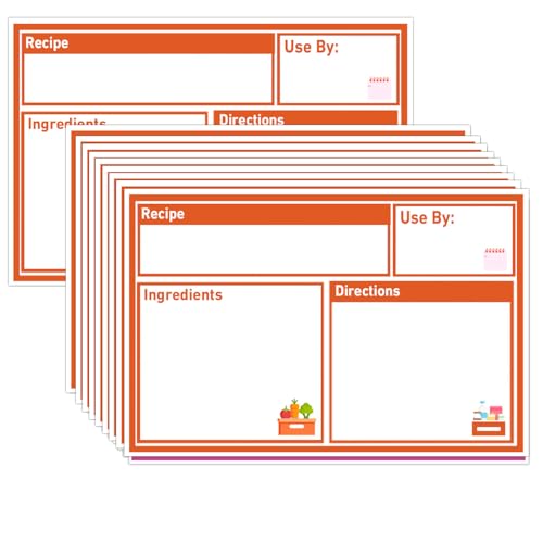 Freezer Meal Labels,3.2 X 5 Inches Freezer Pantry Labels for Bags Oil and Water Resistant Food Storage, Bags Meal with Instructions(50 Pcs Red)