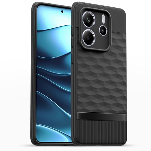 Image of Pikkme Back Cover for Redmi Note 14 5G Camera Protection 3D Hexa Cube Design Silicone Protective Bumper Case (Black)
