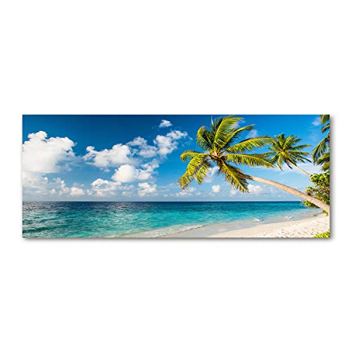 Crédence de cuisine 125x50 cm en verre trempé bleu paysage des Maldives