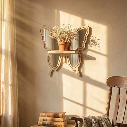 Étagère murale avec miroir en bois de ferme pour rangement - 3