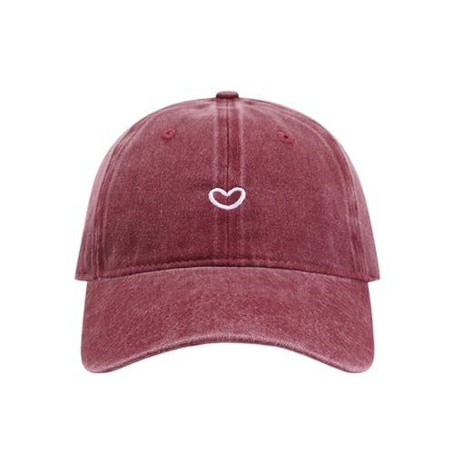 Générique - Casquettes de Baseball Classique Femme Réglable Casquettes Sport Extérieur Chapeau Anti-Soleil Baseball Cap avec Cœur Brodé Chapeau Femme Chic et Couleur Unie Stylé Confortable