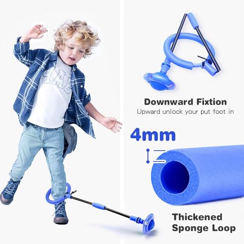 MEISHANG Swing Wheel mit Lichtrad,Kinder Blinkender Springring,Kinder Blinkender Springring Fußkreisel,Springender Ball Blinkender,Faltbarer Flash Jumping Ball,Blinkender Sprungball (Blau)