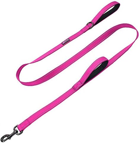 Max and Neo Double Handle Traffic Dog Leash Reflective - We Donate a Leash to a Dog Rescue for Every Leash Sold (Pink, 6 FT)