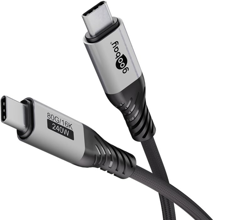 Cable USB4 versión 2.0 goobay de 1m con soporte multimonitor y suministro energético de 5A