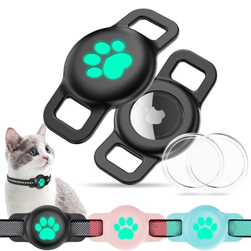 ZYRAPRO Cat Collar Airtag Holder for Air Tag, IP67 Waterproof Protective Air Tag Holder for Small Apple Airtag, 2 Pack Anti-Lost Airtag Case and Protectors for Pets - Black -  FGGJ+Blackx2