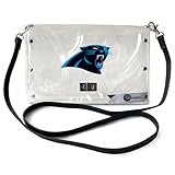 Littlearth NFL Carolina Panthers Clear Envelope Purse with Black Fashion Strap, Team Color, 10' x 6.5' x 0.5'