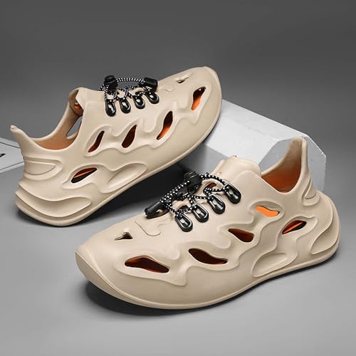 Men's Comfortable Sole Non Slip Slippers Suitable for Indoor/Outdoor, Beach Gym Travel Adjustable Sandals(Khaki,8.5)3