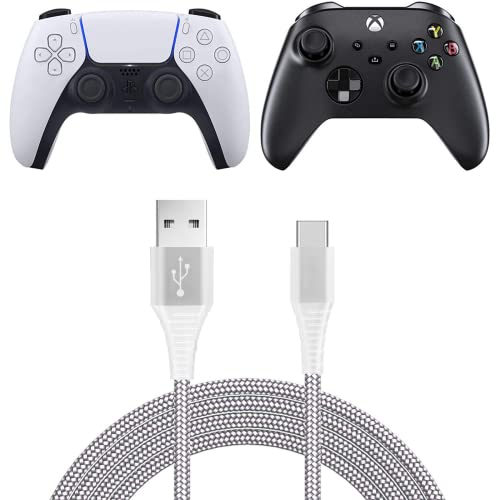 PS5-Ladekabel (2 Stück) – Nylon geflochtenes weißes PS5-Controller-Ladekabel (2 m) für Sony PlayStation 5 DualSense Controller (lange 2 m Ladegeräte) – USB-C (UK-Verkäufer) - Image 5