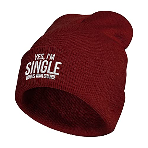 Image of Embroidery Goth Beanie Knit Hats for Men & Women, Embroidery Winter Hats Skull Cap