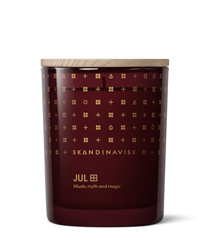 Skandinavisk JUL 'Christmas' Scented Candle, Special Edition, Scent Notes: Baked Gingerbread, Winter Cloves and Spiced Oranges, Vegan Formula, 200 g