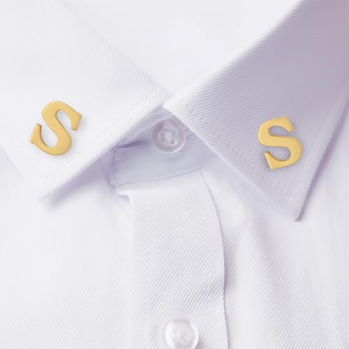 Image of HONEY BEAR Mens Womens Initial Alphabet Letter Lapel Pins Collar Badge Brooches for Business Wedding Graduation Gift Matte Gold 0.59 inches