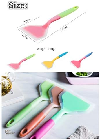 KeepingcooX Omelette Spatula, Flexible Silicone Wide Soft Heat-Resistant Non-Stick Pan Tamagoyaki Turner for Eggs Crepes Brownies Fish Pancake Pizza, Plus Small Spatula Stir Batter Butter Cream