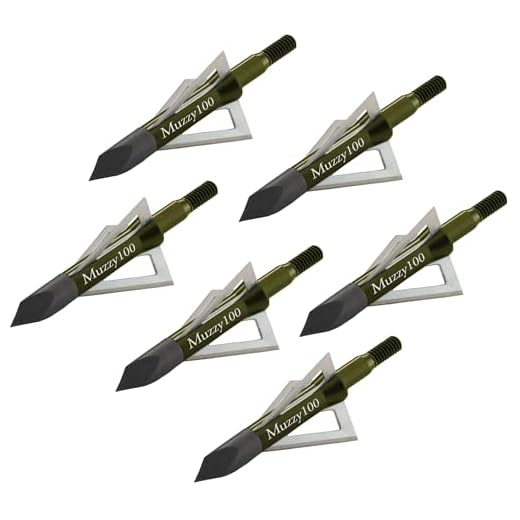 Muzzy 225 Bowhunting 100 Grain, 3 Blade Broadhead, 1-3/16" Cutting Diameter, 6 Pack,MULTI