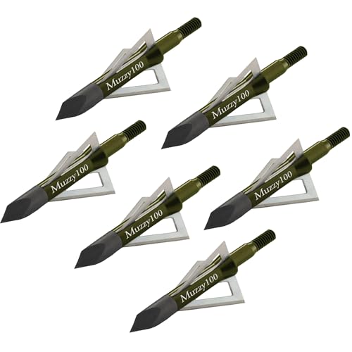 Muzzy 225 Bowhunting 100 Grain, 3 Blade Broadhead, 1-3/16' Cutting Diameter, 6 Pack,MULTI