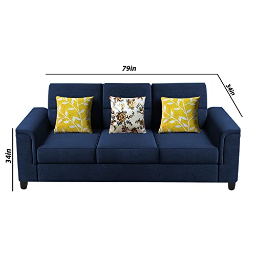 Image of Casaliving Nancy 3 Seater Sofa Set for Living Room | Colour - Blue