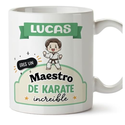 MUGFFINS Tazas Personalizadas para MAESTRO DE KARATE hombre - En Español - Eres increíble - Kawaii - 11 oz / 330 ml - Regalo Personalizable original y divertido