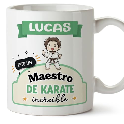 MUGFFINS Tazas Personalizadas para MAESTRO DE KARATE hombre - En Español - Eres increíble - Kawaii - 11 oz / 330 ml - Regalo Personalizable original y divertido