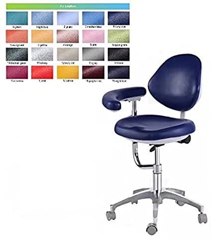 BoNew Dental Stool Assistant Stool Dental Assistant Chair with Armrest PU Leather Height Adjustable - Thumbnail 2