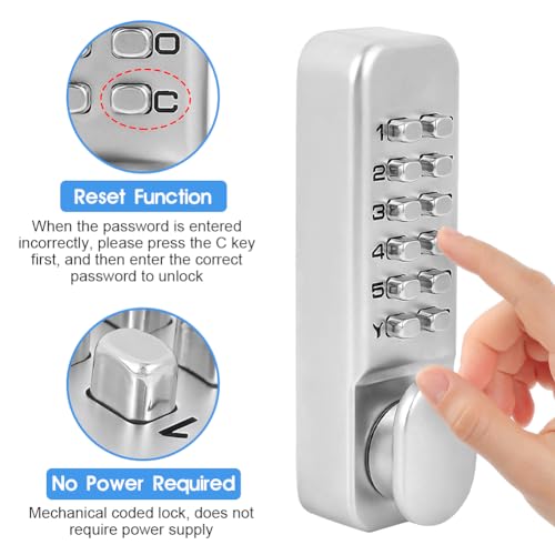 Ejoyous EJOYOUS4U015TKOFG135 Mechanical Combination Lock, Keyless Entry Door Lock 1‑11 Digits Code Keypad Deadbolt Sliding Door Passsword Security Combination Lock thumb #1