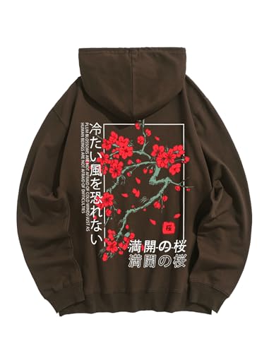 ZAFUL Men's Graphic Hooded Fleece Long Sleeve Sweatshirts Drawstring Casual Pullover Hoodie Tops