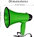 Technical Pro 20 Watts Lightweight Portable 300M Range Green Megaphone Bullhorn with Strap, Siren, and Volume Control, Good for Trainers, Soccer, Football, Baseball, Coaches