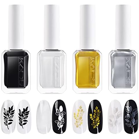 4 Colours 10ml Nail Polish Set Printed Jelly Nail polish Gold silver metallic colors Nail Pigment Polish Lacquer Nail Art Design Drawing Tool Cover