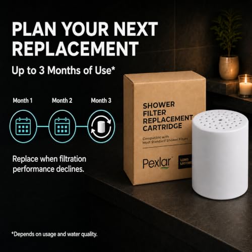 Image of Pexlar Replacement Shower Filter Cartridge for Shower & Tap Filter for Hard Water - Multistage Hard Water Softener