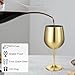 Bruislard 2 Pack 18 oz Unbreakable Gold Wine Glasses, Elegant Portable Stemmed Metal Wine Glass Stainless Steel Wine Glasses for Outdoor, Travel, Camping and Pool, Gift for Wine Lovers
