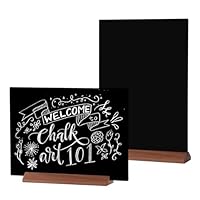 GUOKOFF A3 Aufsteller Kreidetafel, 2 Stück Acryl Kreidetafel mit Ständer, Doppelseitige Tafel Menü-Kreidetafels, Tafel Holzsockel zum Beschriften für Hochzeit Geburtstag Café