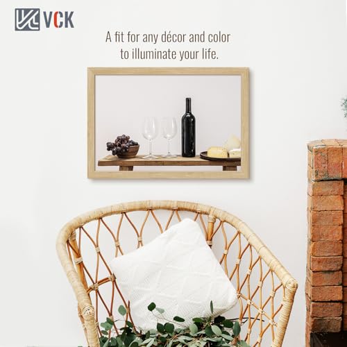Image of VCK 16x24 Poster Frame Solid Wood Natural 3 Pack Picture Frames 16 x 24 Inches with Wall Mounting Hanging
