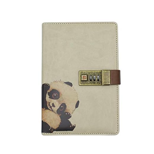 CC-US PU Leather Notebook with Combination Lock Pen Holder Diary Journal Sketchbook Notepad Planner, B6 Size, 224 Pages