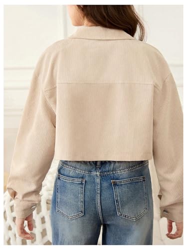 SHENHE Girl's Corduroy Jacket Button Down Collared Long Sleeve Cropped Jacket Fall Outerwear2